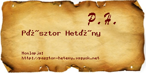 Pásztor Hetény névjegykártya